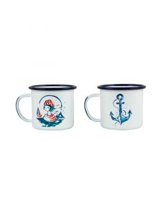 Buy BiggDesign Sailor Girl Anchor Enamel Mugs Set 2 Pieces online