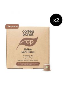 Buy Coffee Planet Italian Dark Roast Compostable Coffee Capsules (2 Packs of 25) online