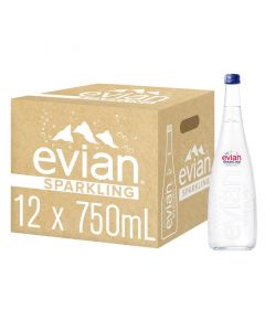 Buy Evian Sparkling Water Glass Bottles (12x750mL) online