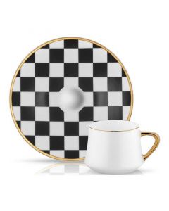 Buy Koleksiyon Sufi Checkers Tea Cup & Saucer Set 230mL online