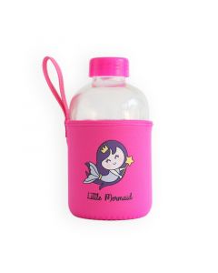 Buy Milk-Moo Little Mermaid Kids Glass Water Bottle Pink 600mL online