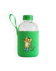 Buy Milk-Moo Skater Cheetah Kids Glass Water Bottle Green 600mL online