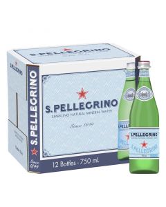 S.Pellegrino Sparkling Mineral Water Glass Bottles (12x750mL)